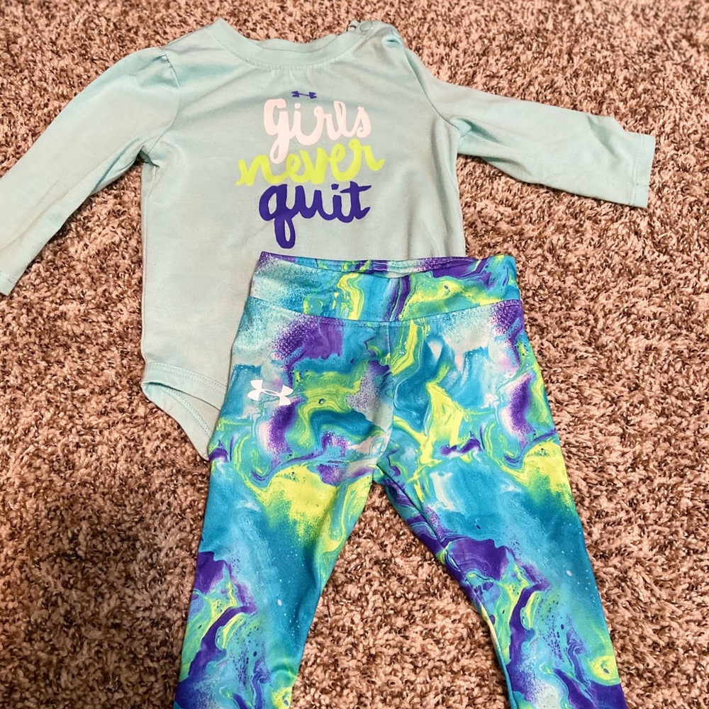 9-12 month baby girl under armour outfit.